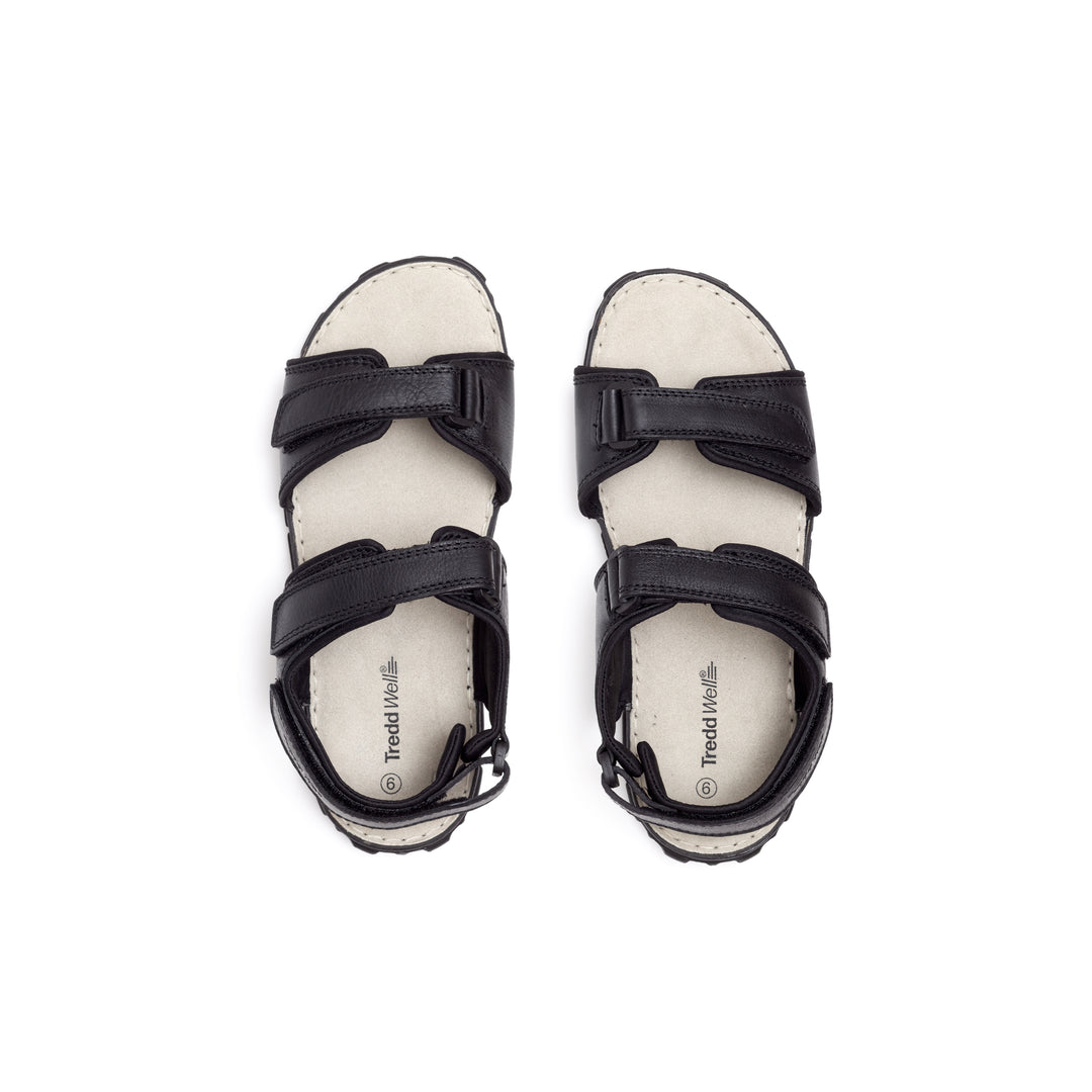 Womens Wide Fit James Leather Sandals by Tredd Well in Black - Image 5