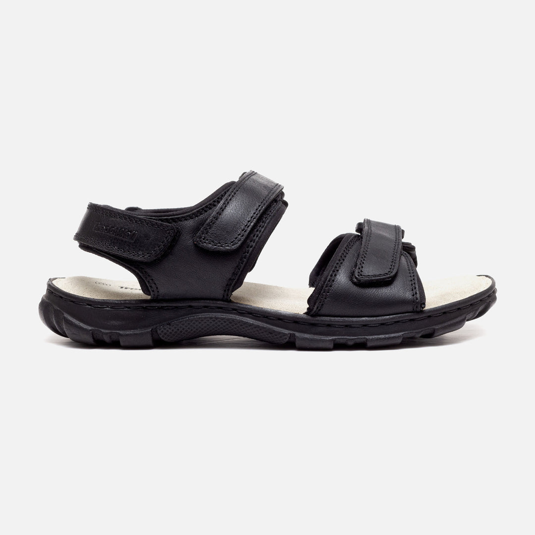 Mens Wide Fit James Leather Sandals by Tredd Well in Black - Image 2