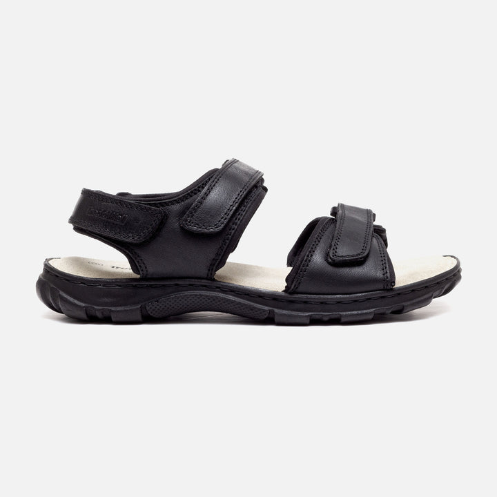 Mens Wide Fit James Leather Sandals by Tredd Well in Black - Image 1