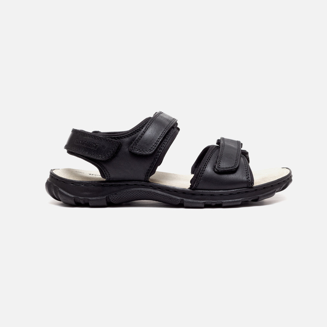Womens Wide Fit James Leather Sandals by Tredd Well in Black - Image 2