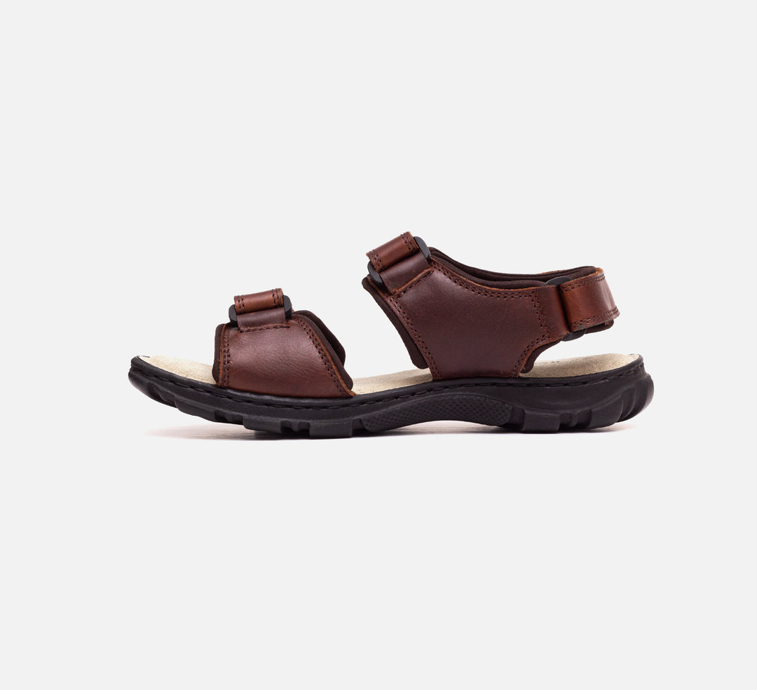 Womens Wide Fit James Leather Sandals by Tredd Well in Black - Image 10