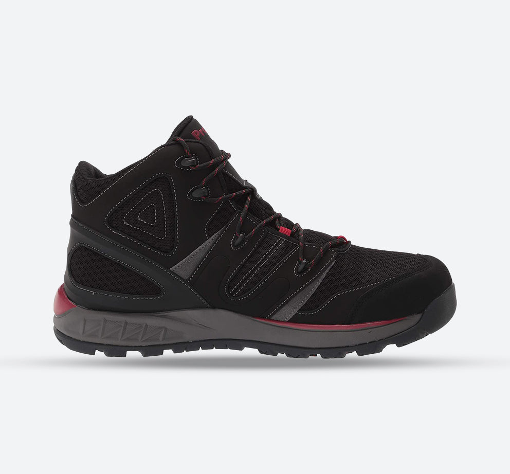 Men's Wide Fit Propet MOA022S Veymont Hiking Boots in Black/Red - Image 1