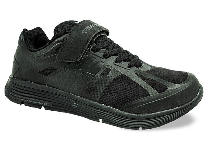Mens Wide Fit I-Runner Elite Walking Slip On Velcro Trainers in Black - Image 1