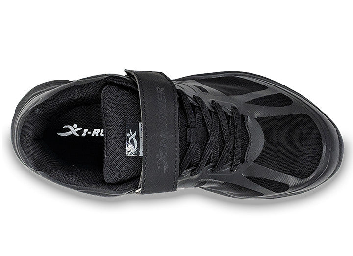 Mens Wide Fit I-Runner Elite Walking Slip On Velcro Trainers in Black - Image 1