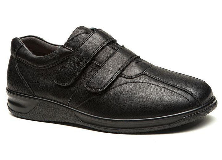 Mens Wide Fit Grunwald A-704 Velcro Strap Shoes in Black - Image 2