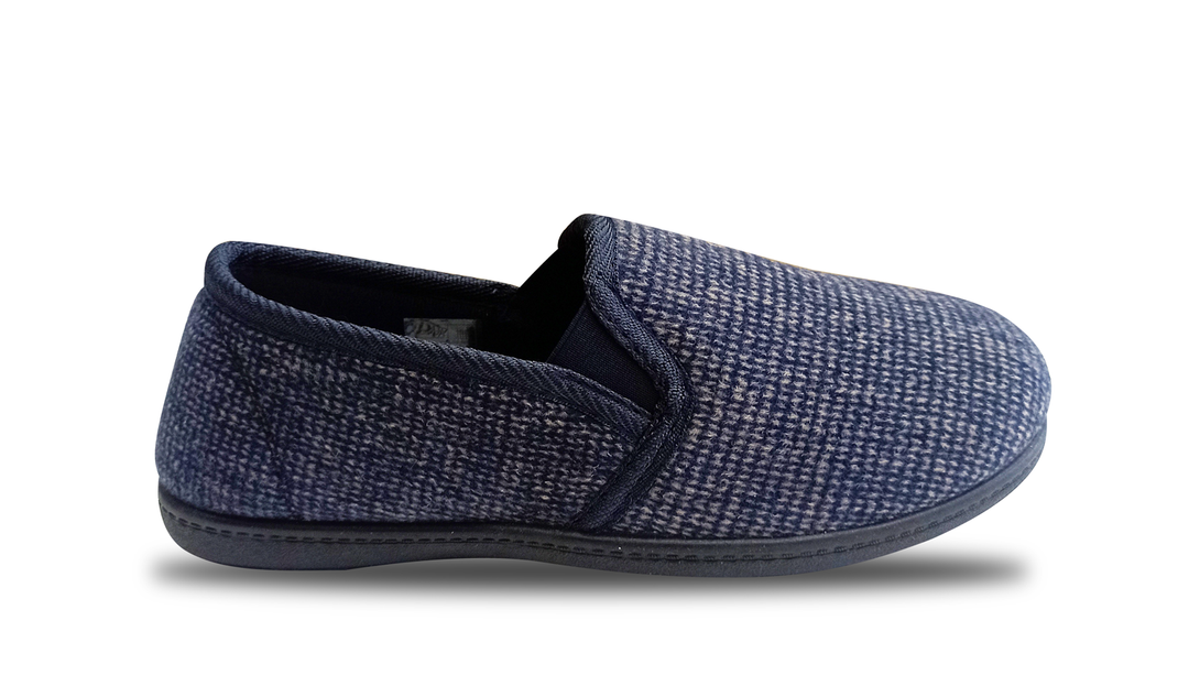 Mens Sleephhh Wide Fit Slip On House Slippers in Navy Check - Image 8