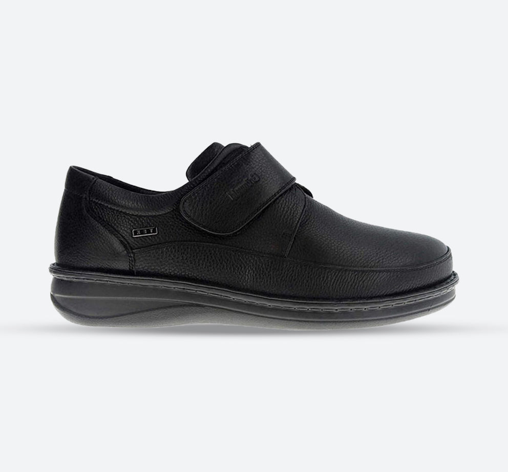 Mens Wide Fit Grunwald P-3708 Velcro Shoes in Black - Image 1