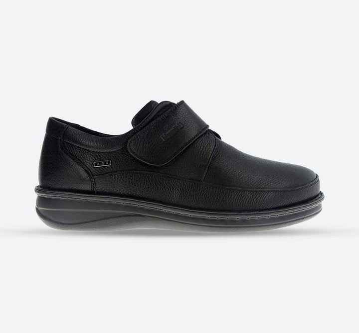 Mens Wide Fit Grunwald P-3708 Velcro Shoes in Black - Image 1