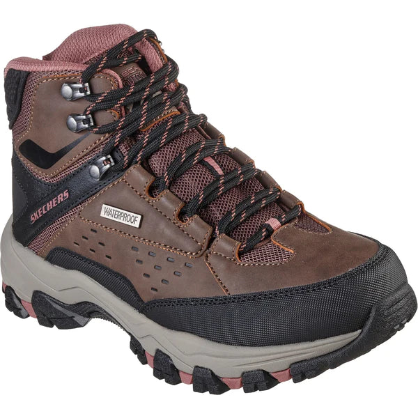 Women's Wide Fit Skechers 2E |Relaxed Fit| 158257 Selmen Hiking Waterproof Outdoor Boots in Chocolate - Image 1