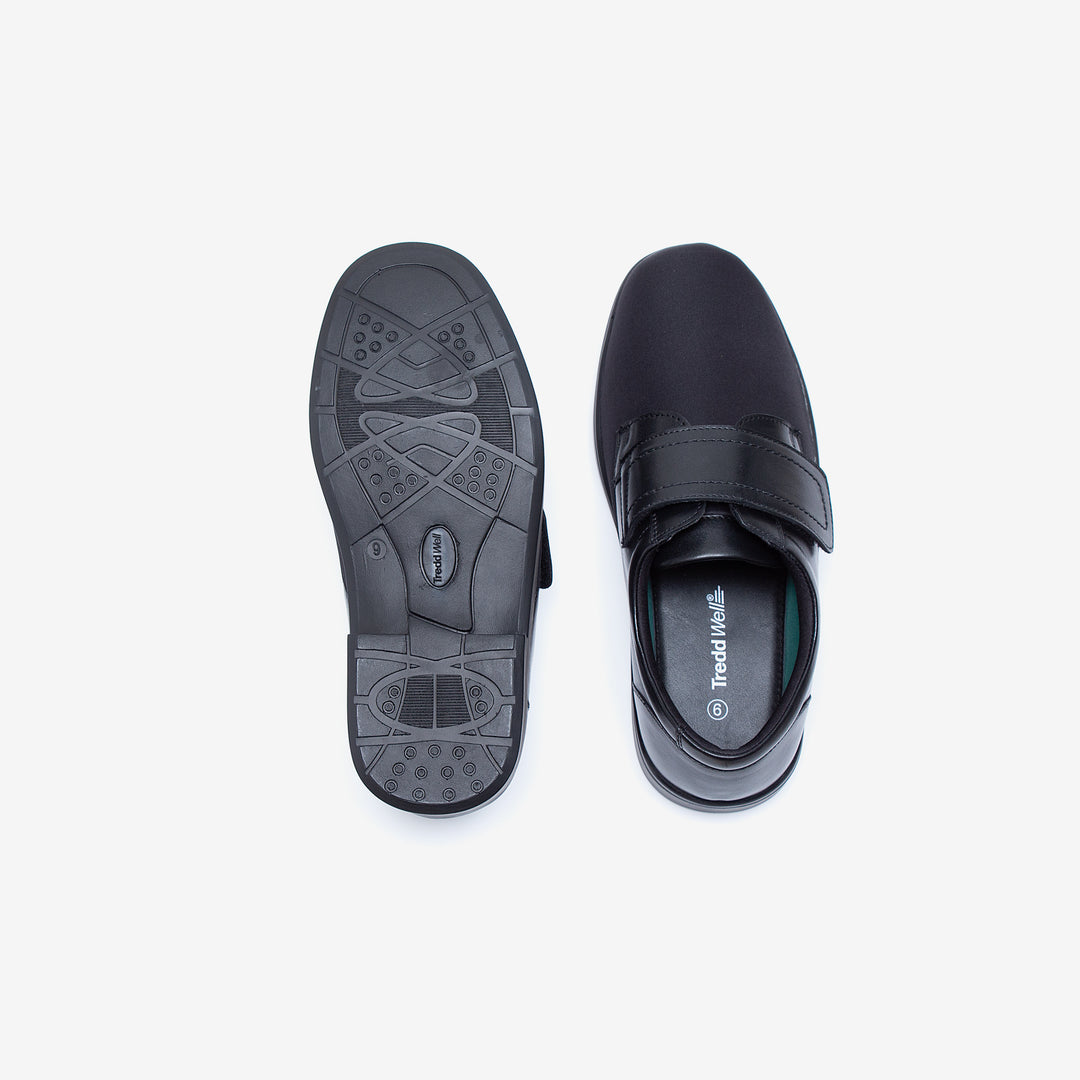 Mens Wide Fit Tredd Well Benjamin Velcro Soft Stretch Shoes in Black - Image 10