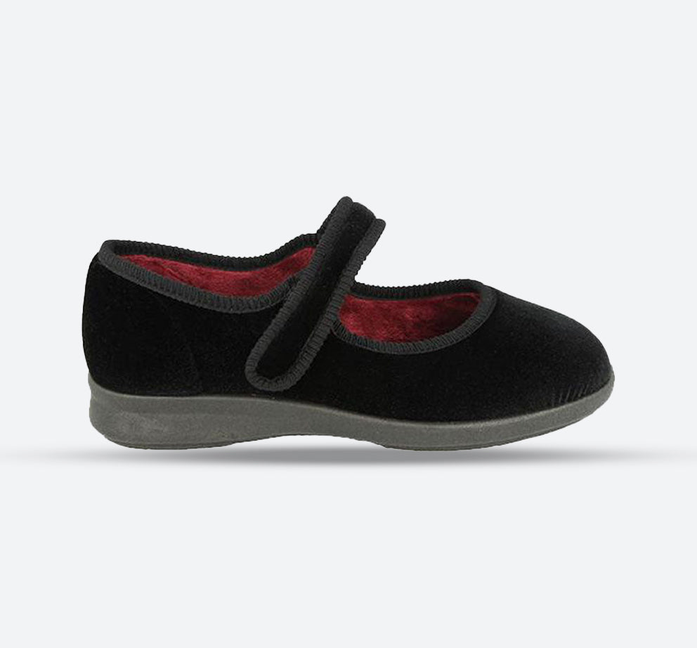 Womens Wide Fit DB Whitby Slippers in Black - Image 1