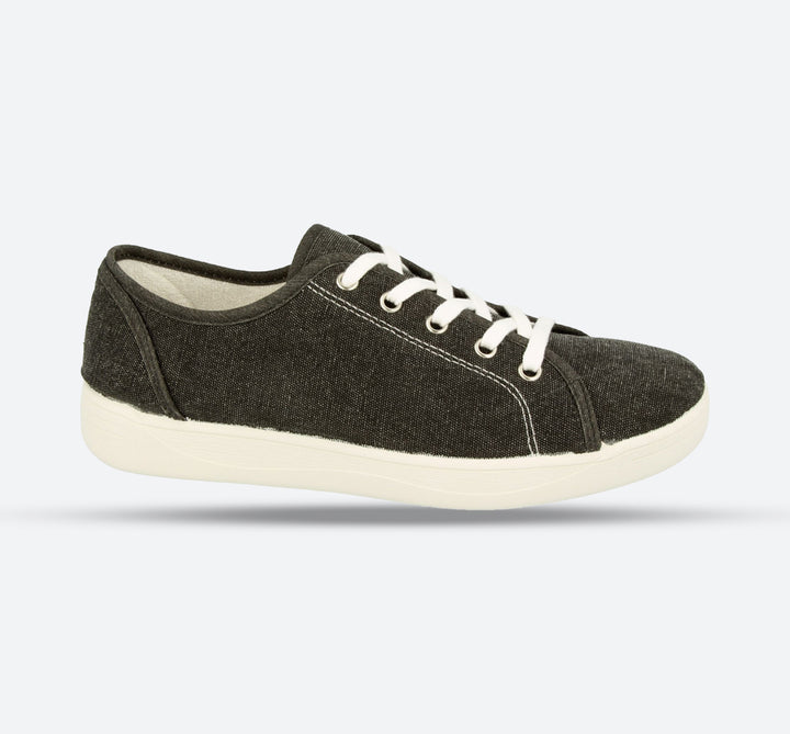 Womens Wide Fit DB Yoko Canvas in Washed Black - Image 1