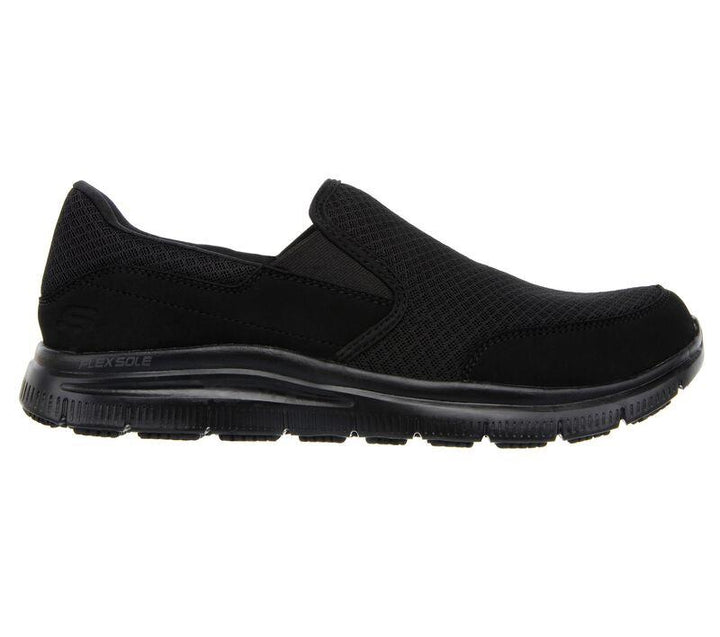 Mens Wide Fit Skechers Work Flex Advantage 77048 McAllen Slip On Walking Trainers in Black - Image 1
