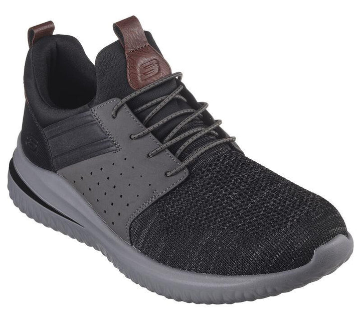 Men's Wide Fit Skechers 210238 Delson 3.0 Cicada Walking Trainers in Black/Gray - Image 1