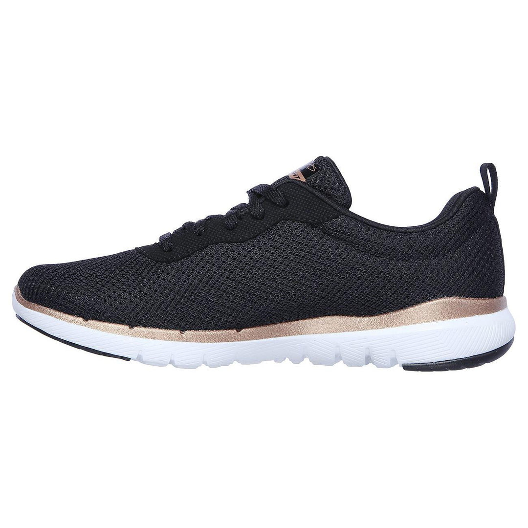 Womens Wide Fit Skechers Flex Appeal 3.0 - 13070 Walking Trainers in Black Rose Gold - Image 4