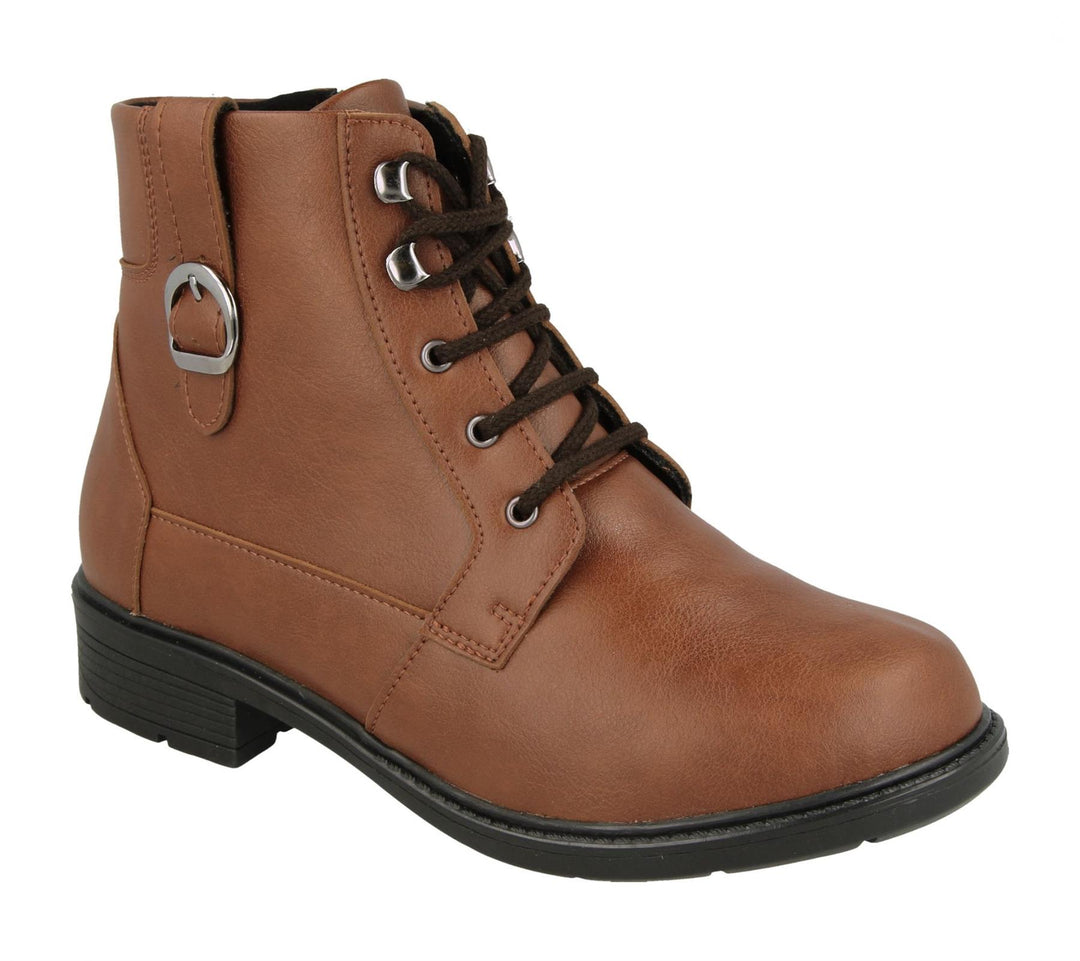Womens Wide Fit DB Atlas Vegan Boots in Tan - Image 8