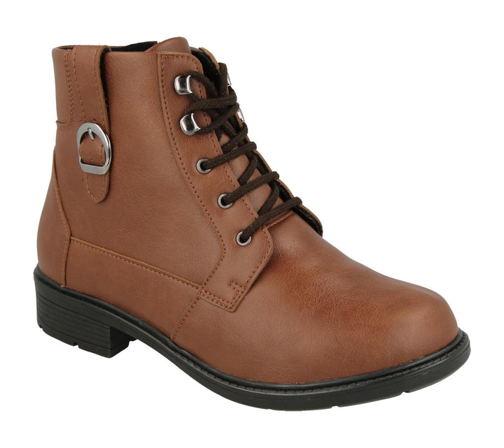 Womens Wide Fit DB Atlas Vegan Boots in Tan - Image 1