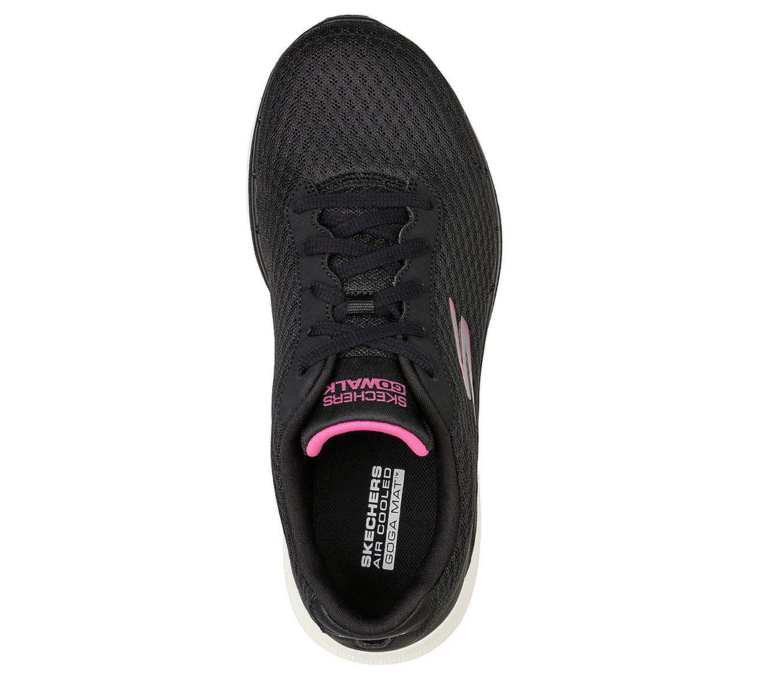 Women's Wide Fit Skechers 124514 Go Walk 6 Iconic Vision Trainers in Black/Hot Pink - Image 5