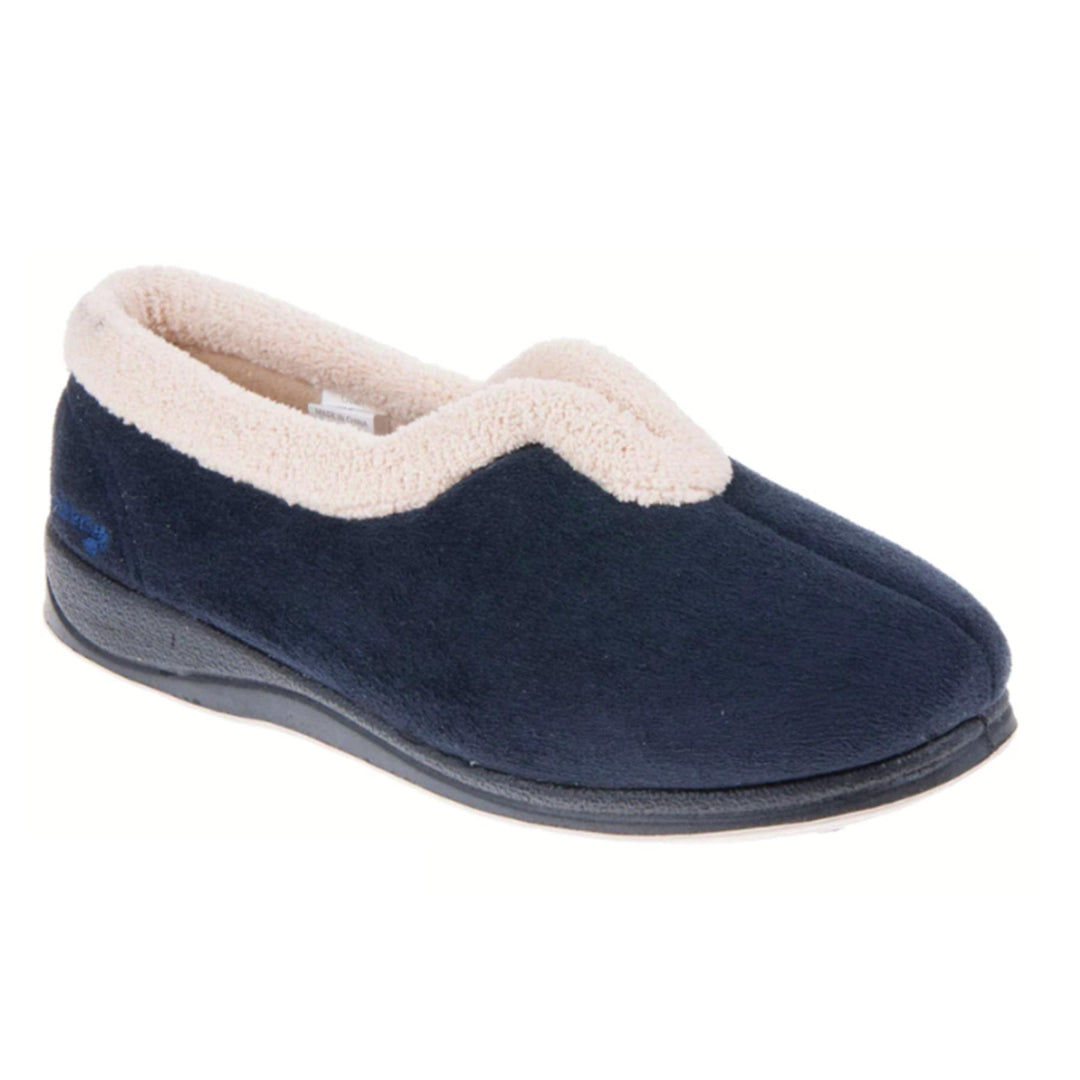 Womens Wide Fit Padders Carmen Slippers in Navy - Image 7