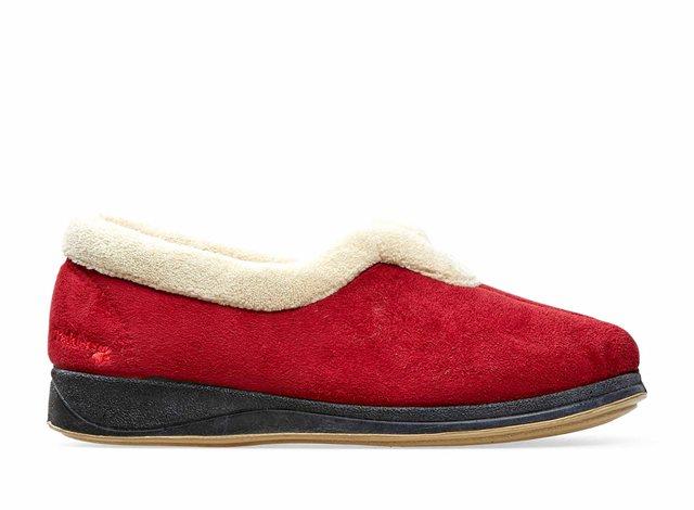 Womens Wide Fit Padders Carmen Slippers in Navy - Image 1