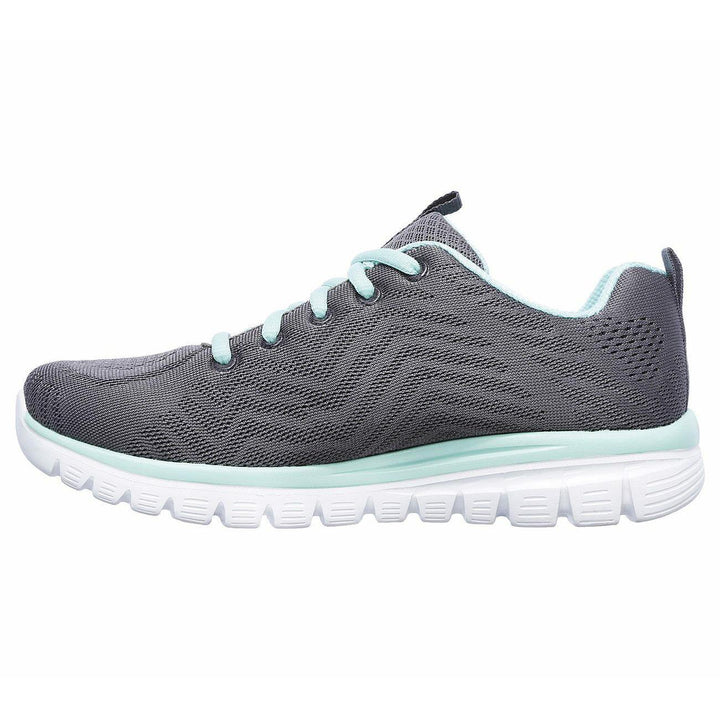 Womens Wide Fit Skechers 12615 Walking Trainers in Charcoal/Green - Image 1