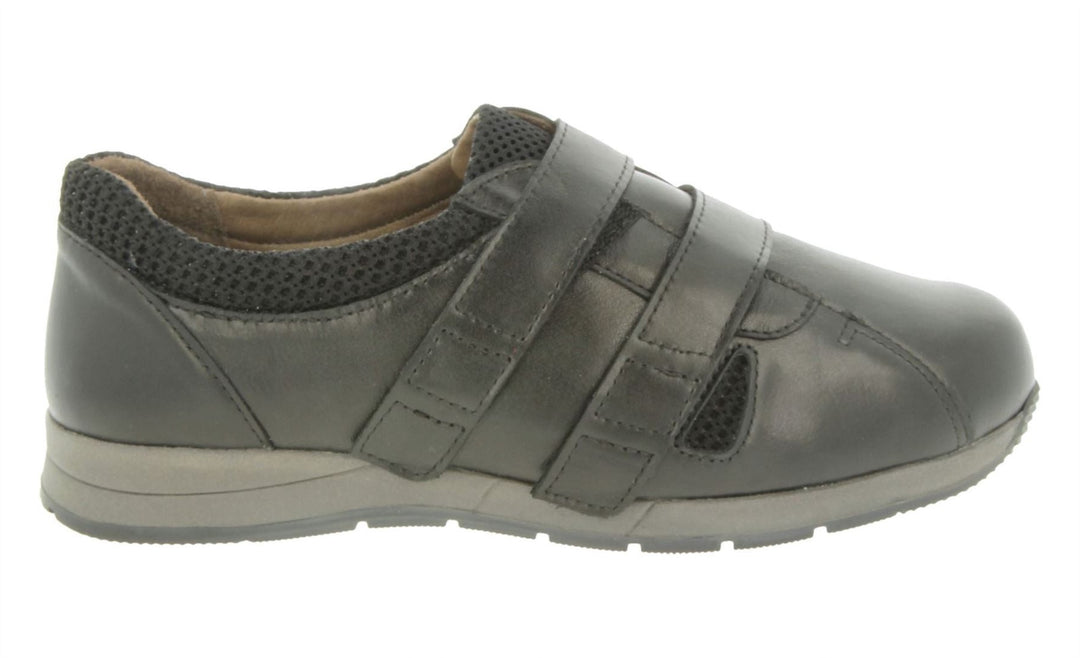 Womens Wide Fit DB Riley Leather Shoes in Black Leather - Image 2