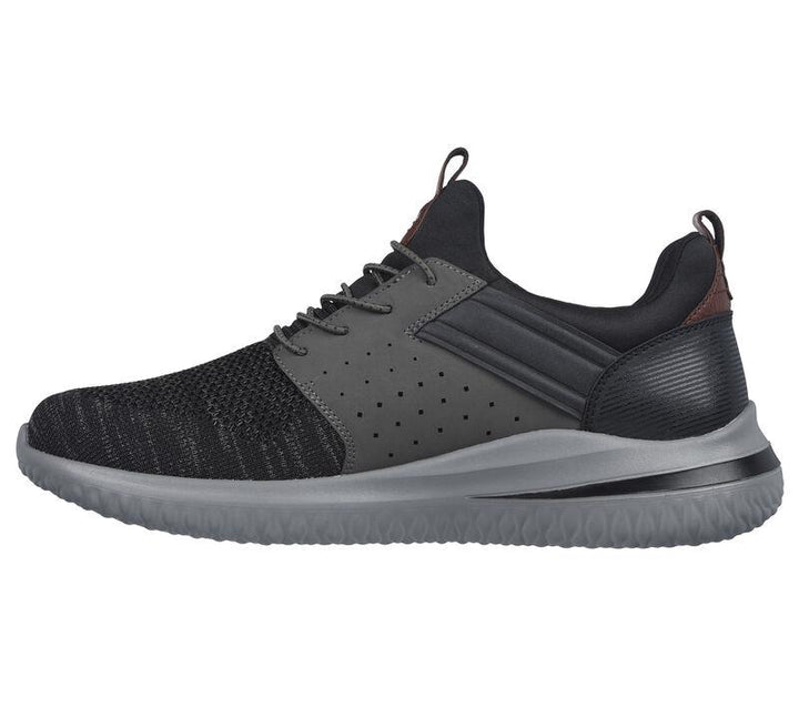 Men's Wide Fit Skechers 210238 Delson 3.0 Cicada Walking Trainers in Black/Gray - Image 1