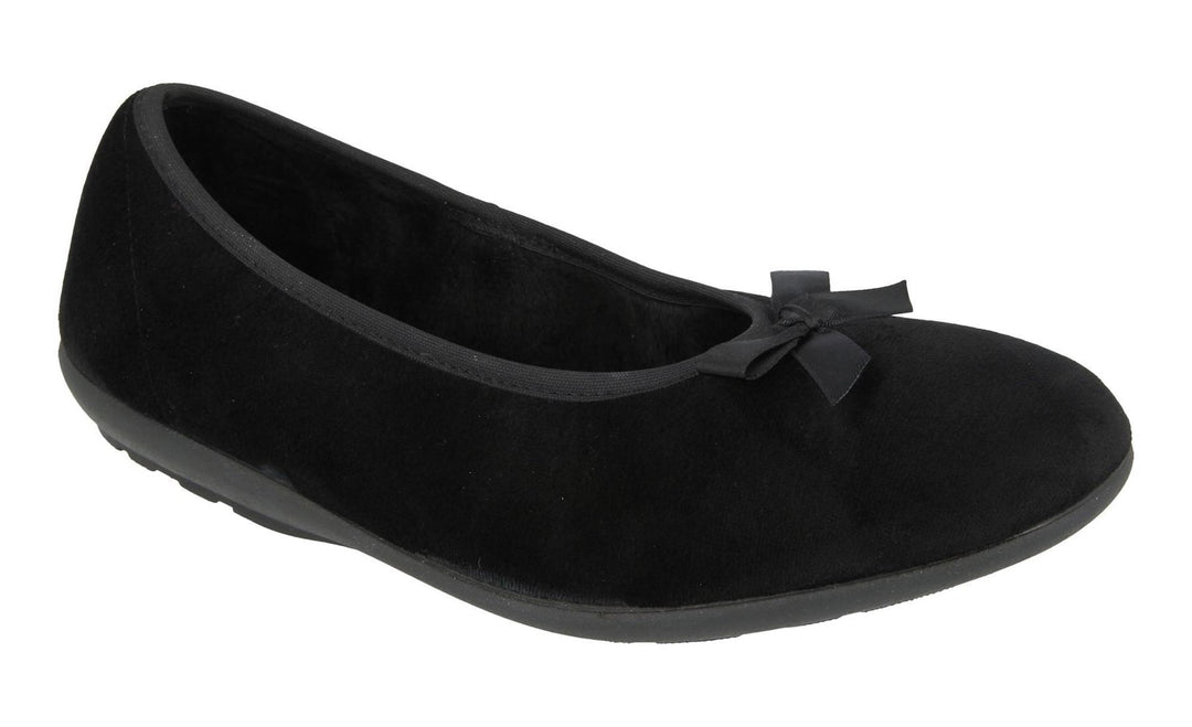 Womens Wide Fit DB Thetford Slippers in Black - Image 3