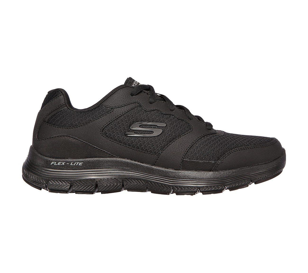 Mens Wide Fit Skechers Flex Advantage 4.0 - 232225 Walking Black Trainers in Black - Image 2