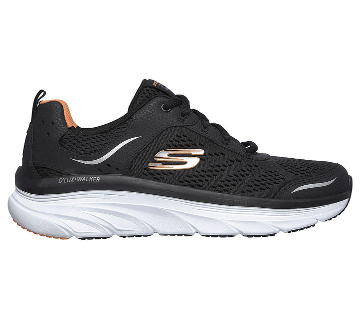 Men's Wide Fit Skechers 232044 D'lux Walker Walking Trainers in Black/White - Image 1