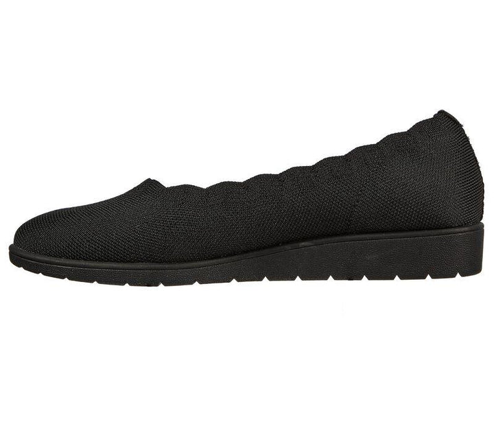 Womens Wide Fit Skechers 158156 Cleo Flex Wedge Spellbind Slip On Shoes in Black - Image 1
