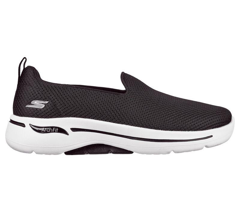 Womens Wide Fit Skechers Grateful 124401 Arch Fit Walking Trainers in Black/White - Image 2