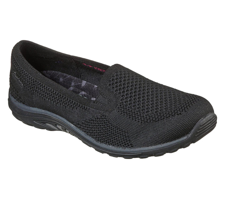 Womens Wide Fit Skechers Reggae Fest Enjoy 49679 Slip On Shoes in Black - Image 1