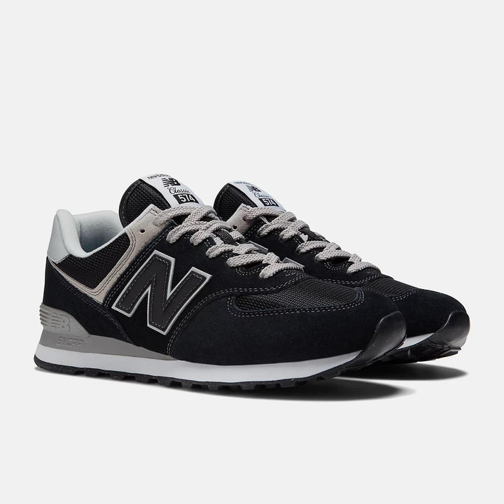 Women's Wide Fit New Balance ML574EVB Walking/Running Trainers - Exclusive - Black/White ENCAP