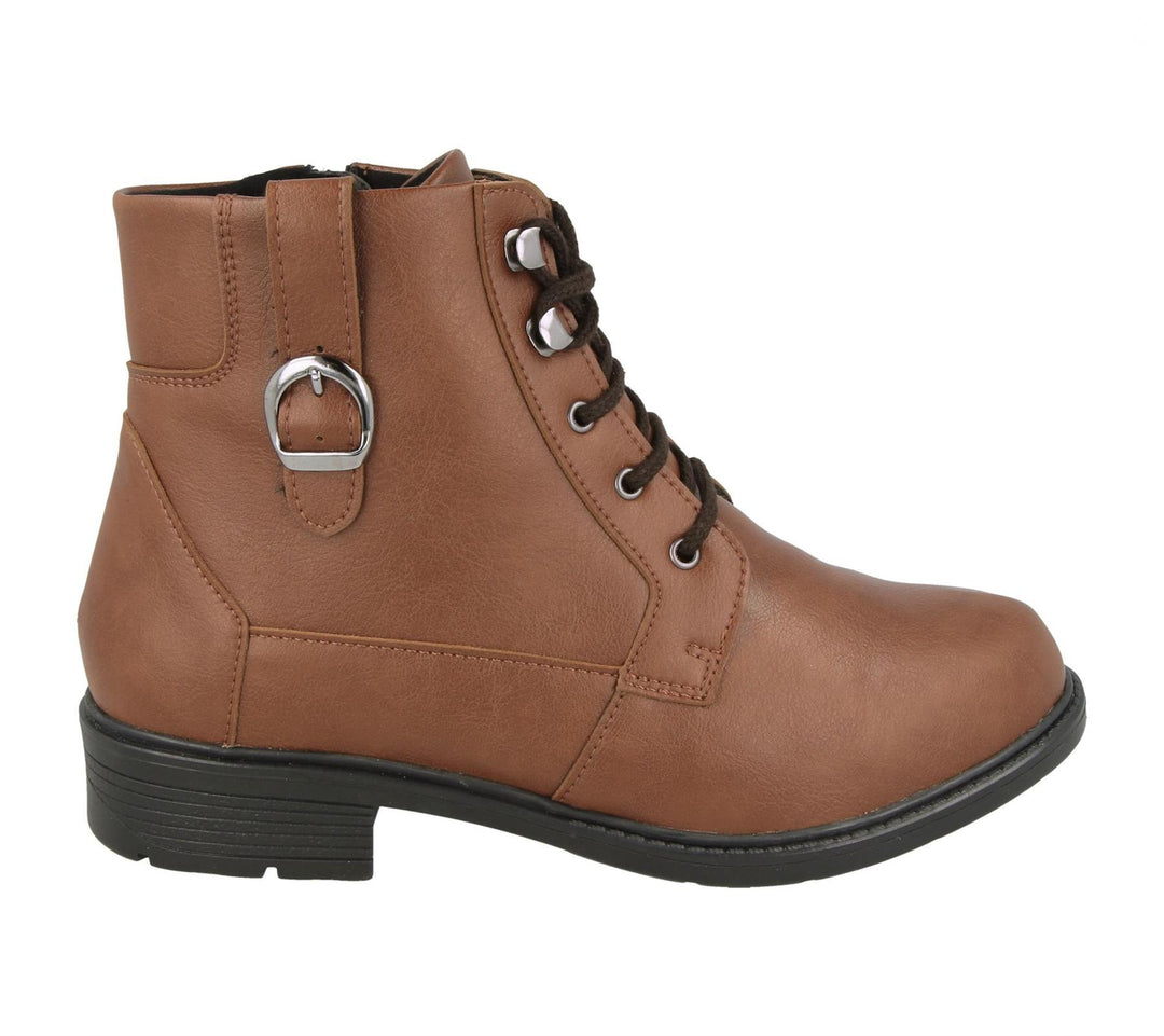 Womens Wide Fit DB Atlas Vegan Boots in Tan - Image 7