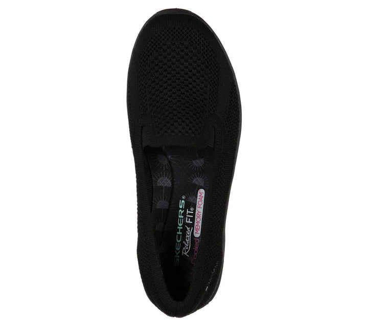 Womens Wide Fit Skechers Reggae Fest Enjoy 49679 Slip On Shoes in Black - Image 1