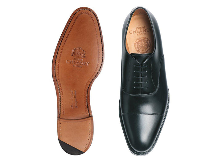 Mens Wide Fit Cheaney Lime Oxford Shoes in Black - Image 1