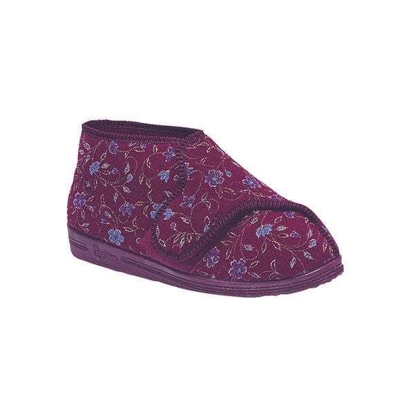 Womens Wide Fit Comfylux Betty Slippers in Wine - Image 1