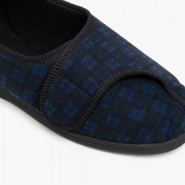 Mens Wide Fit Comfylux Georgie Slippers in Navy - Image 5