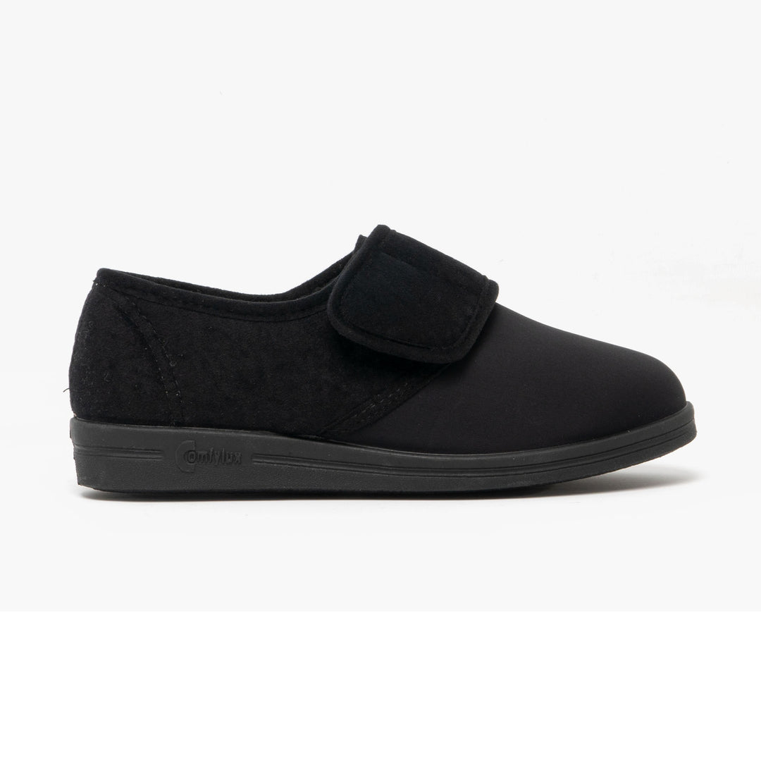 Womens Wide Fit Comfylux Stella Slippers in Black - Image 2