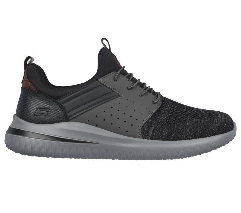 Men's Wide Fit Skechers 210238 Delson 3.0 Cicada Walking Trainers in Black/Gray - Image 2