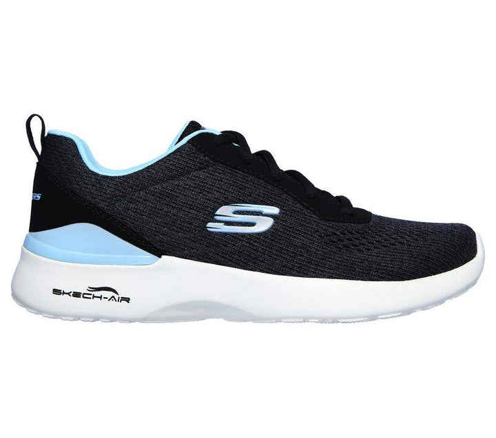 Women's Wide Fit Skechers 149340 Skech-Air Dynamight Top Prize Walking Trainers in Black/Turquoise - Image 1