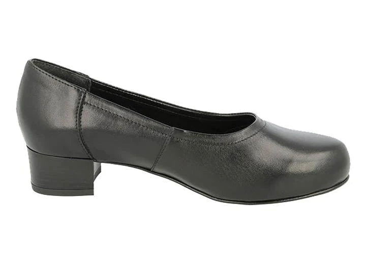 Womens Wide Fit DB Asia Shoes in Black Leather - Image 1