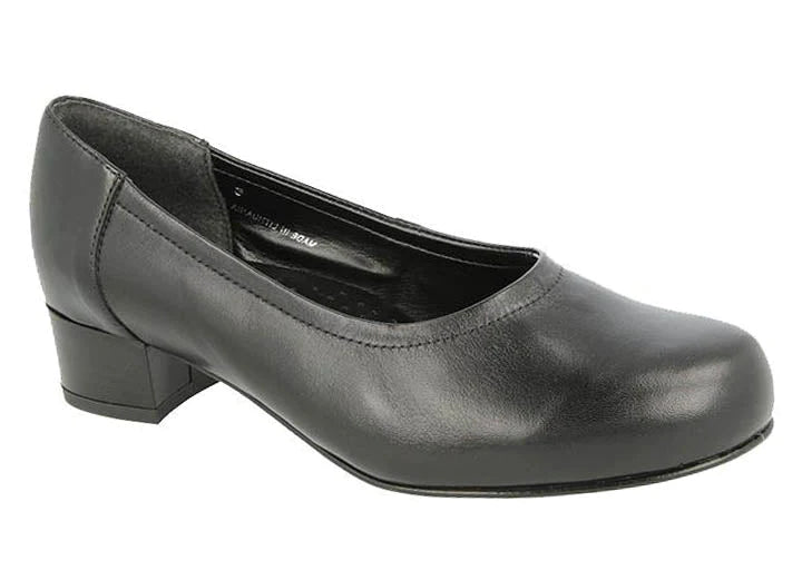 Womens Wide Fit DB Asia Shoes in Black Leather - Image 1