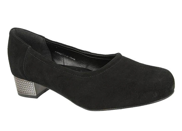 Womens Wide Fit DB Asia Shoes in Black Leather - Image 1