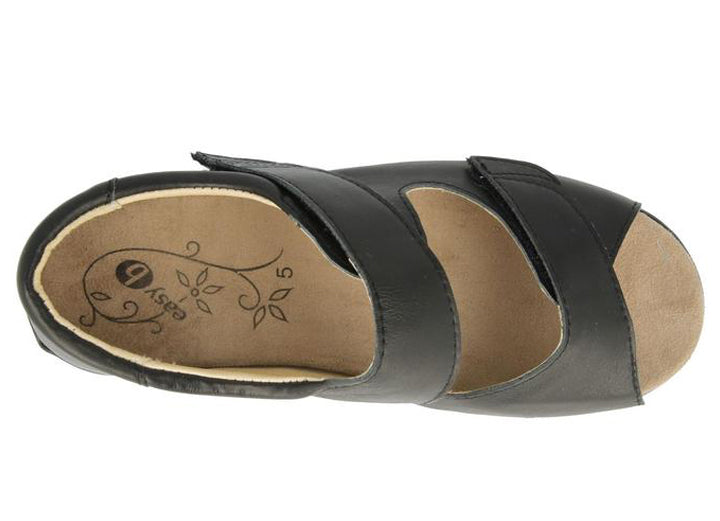 Womens Wide Fit DB Bliss 2 Sandals in Black Leather - Image 1