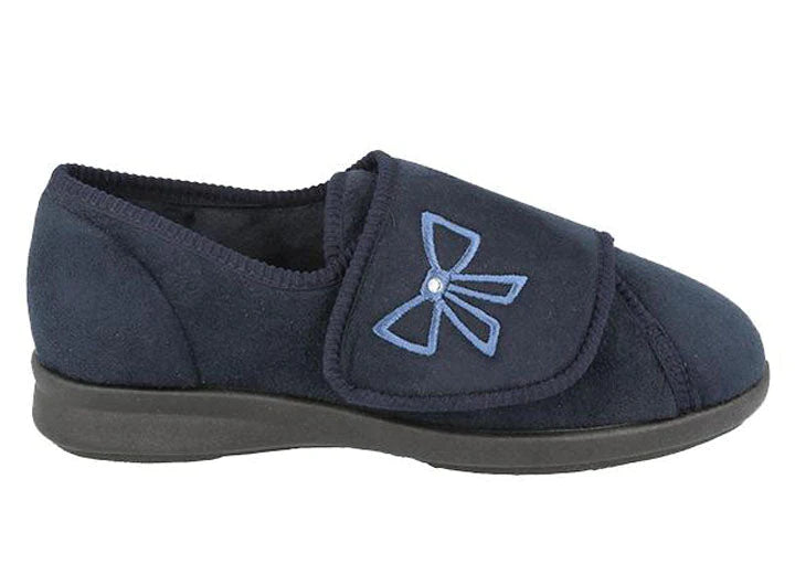 Womens Extra Wide Fit DB Keeston Cosy Slippers in Black - Image 1