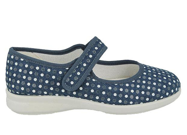 Womens Wide Fit DB Latisha Canvas in Denim Blue & White - Image 1