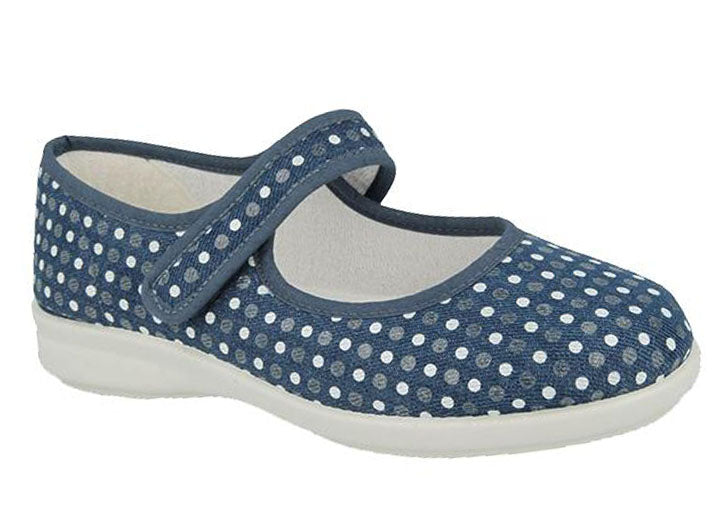 Womens Wide Fit DB Latisha Canvas in Denim Blue & White - Image 1