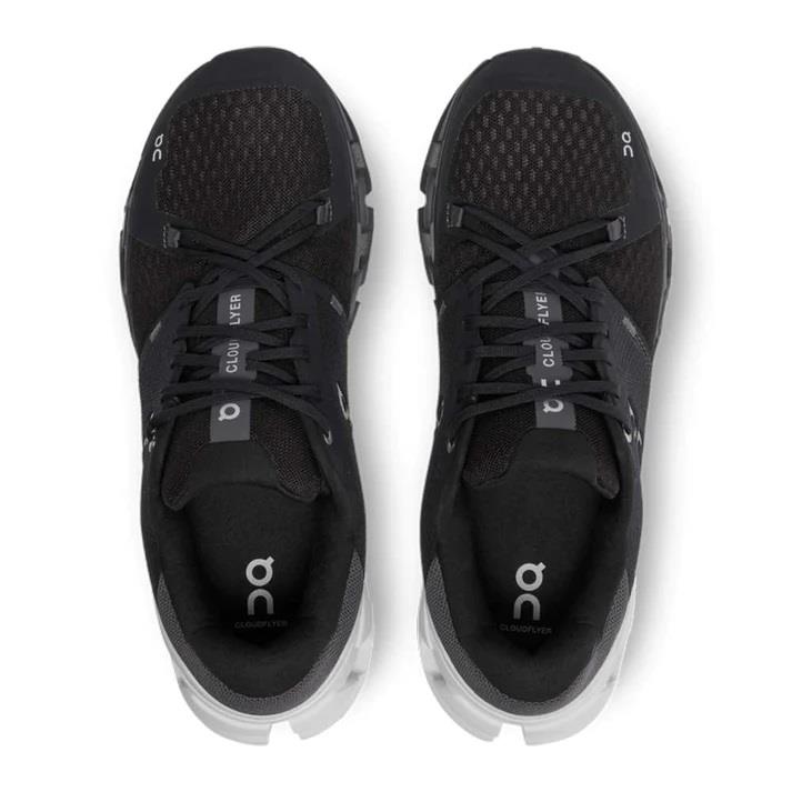 Women's Wide Fit On Cloudflyer 4 Walking Trainers in Black/White - Image 5
